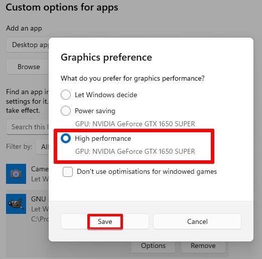 How to setup default GPU for apps in Windows 11